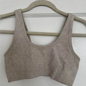 ALO Yoga Heathered Tan Sports Bra